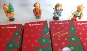 Vintage Goebel M J Hummel Christmas Ornaments #1493 #1209 #1679 #1215 Set Of 4